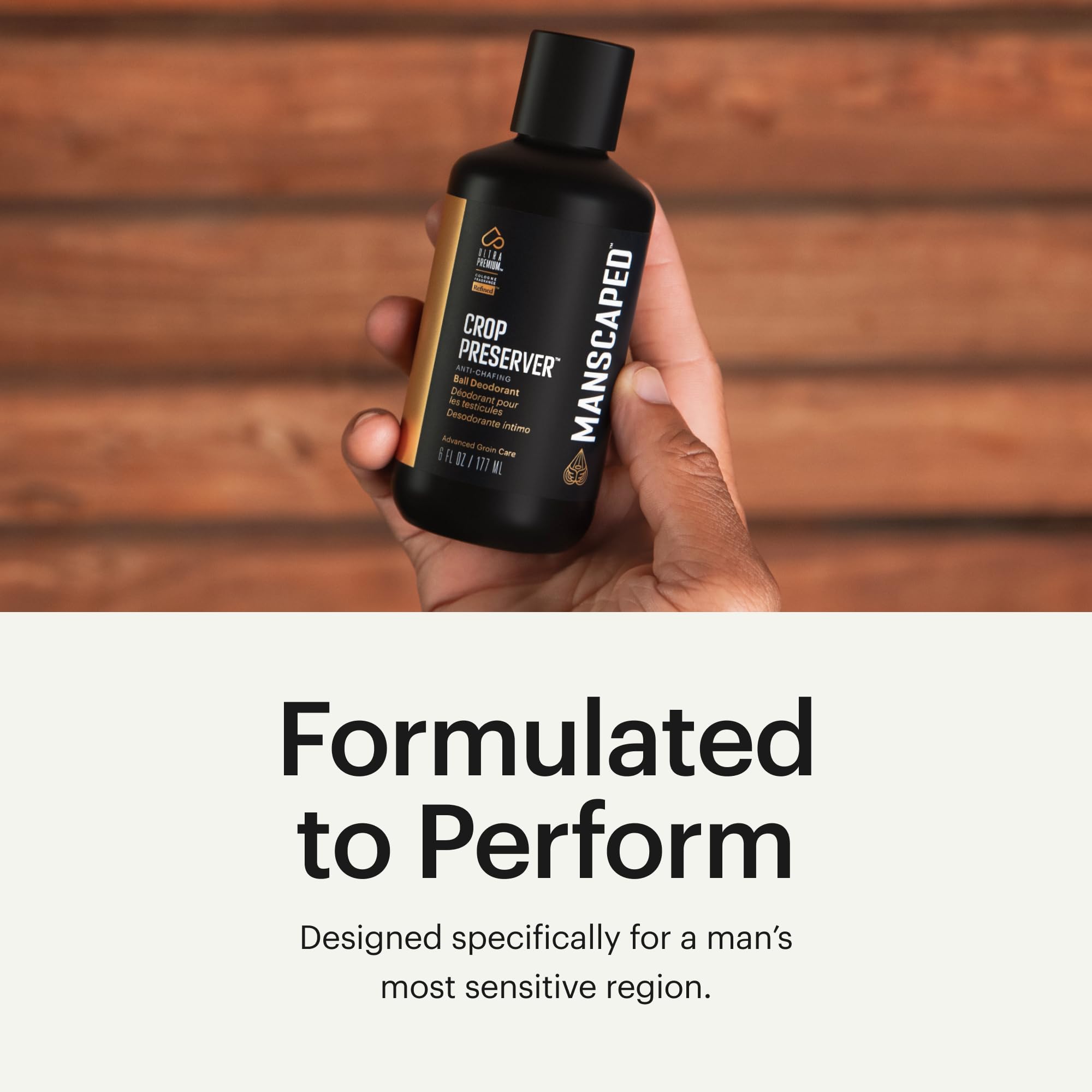 MANSCAPED Crop Preserver pump-top close-up reveals smooth, comfortable distribution.