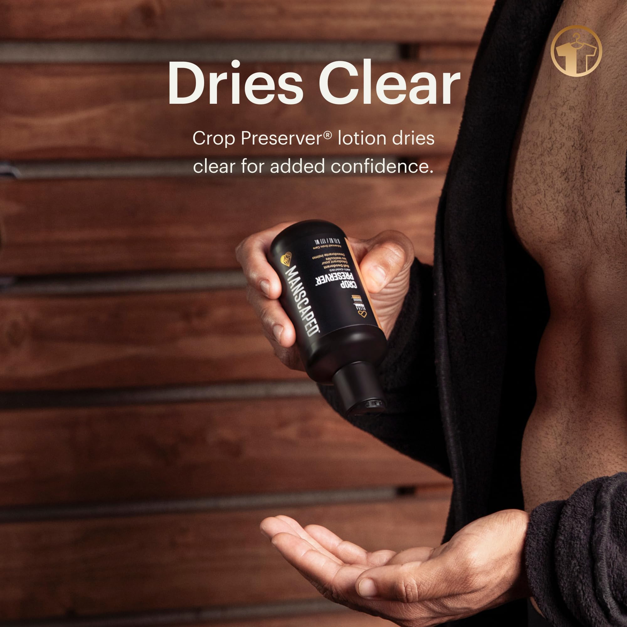 MANSCAPED Crop Preserver texture shot highlights creamy aloe-infused formula.