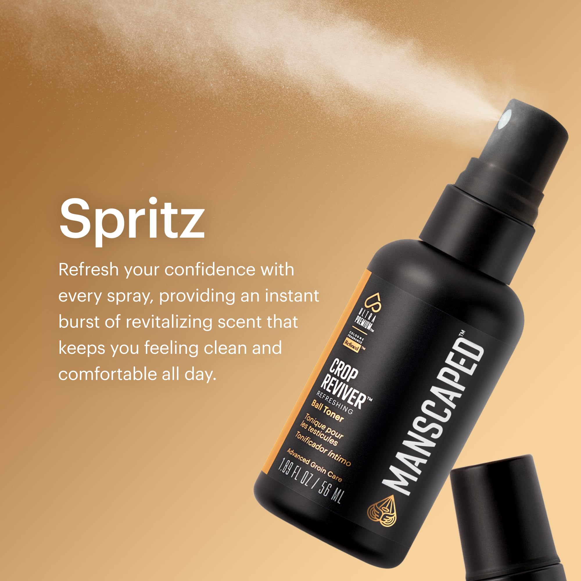 MANSCAPED Crop Reviver, zona íntima para sensación fresca tras el afeitado.