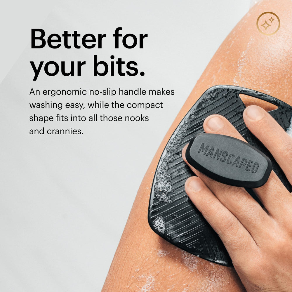 MANSCAPED The Body Buffer mango-ergonomico: agarre antideslizante para un lavado cómodo.