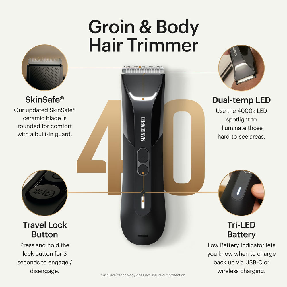 MANSCAPED Lawn Mower 4.0 PRO LED light illuminates precision grooming areas