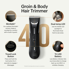 MANSCAPED Lawn Mower 4.0 PRO LED light illuminates precision grooming areas