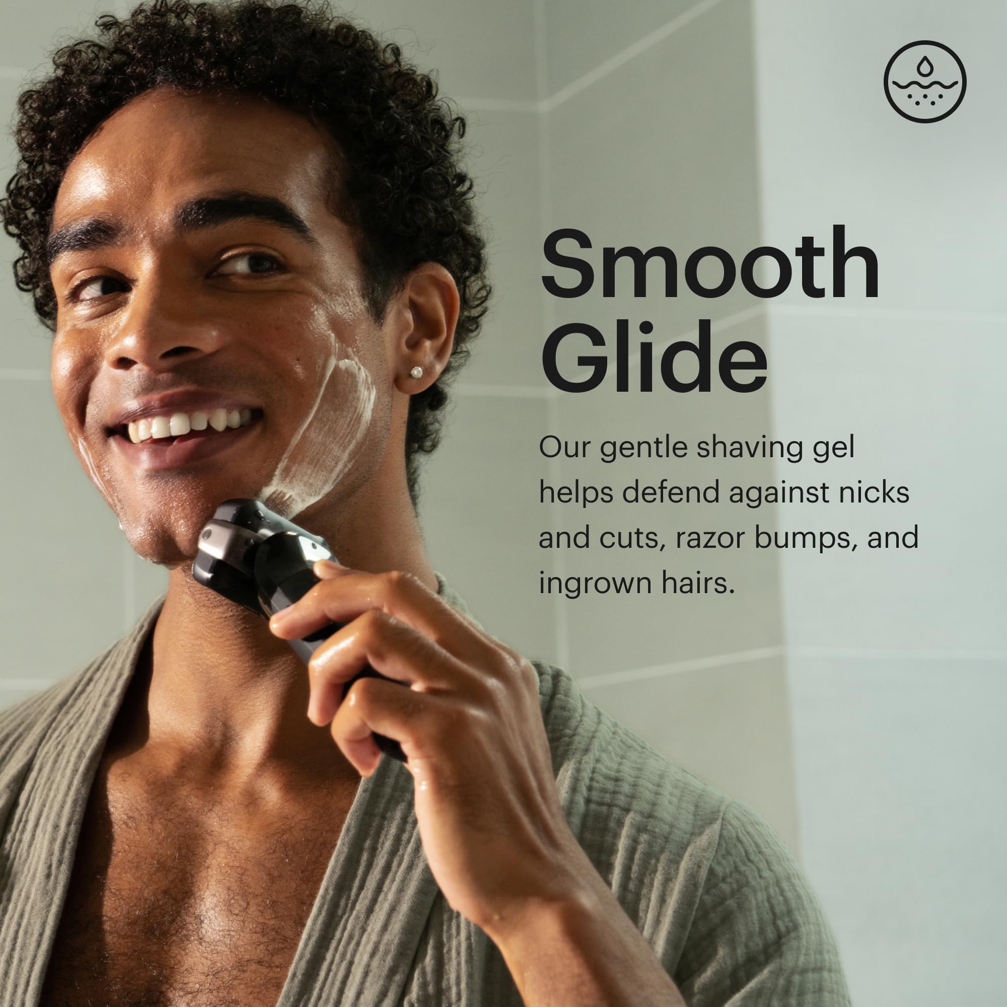 MANSCAPED Power Shave Gel bottle close-up on bathroom counter