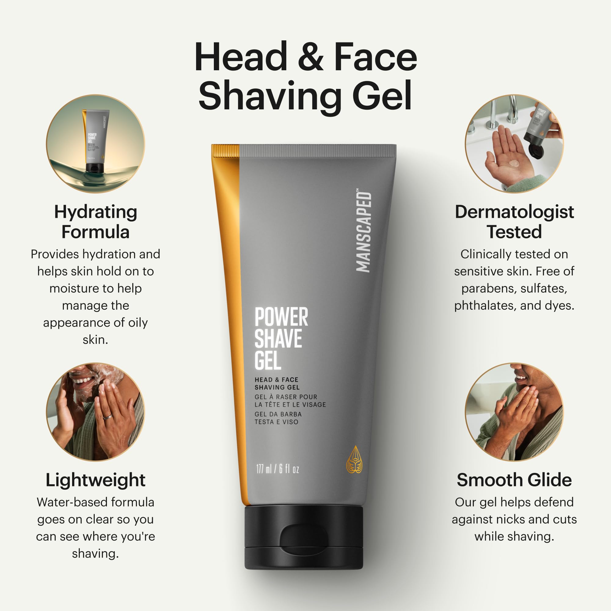 MANSCAPED Power Shave Gel applied to the face for a precise shave