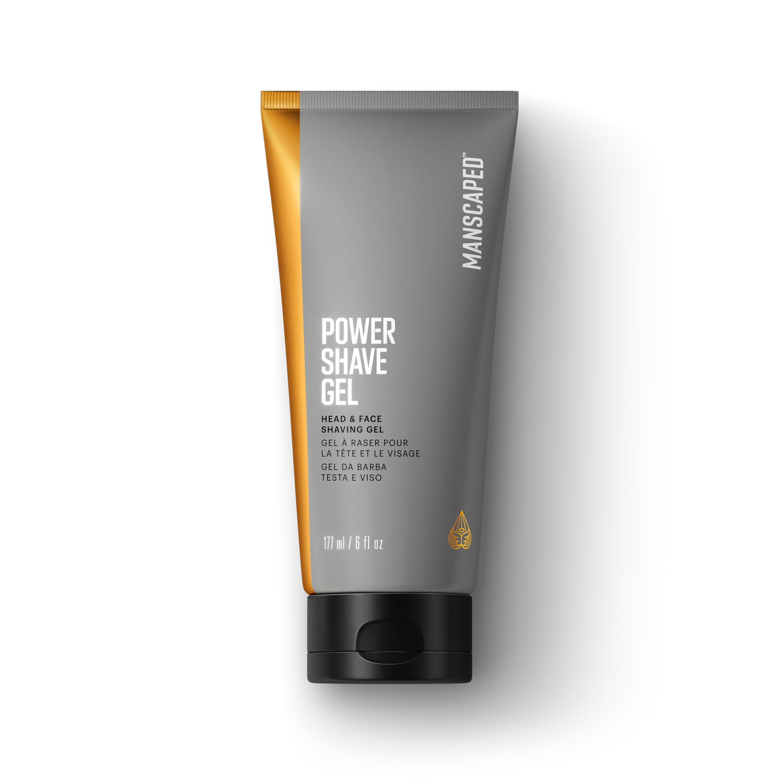 MANSCAPED Power Shave Gel on head for a smooth shave