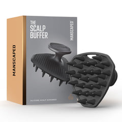 MANSCAPED Scalp Buffer closeup of handle for easy grip during shower cleansing.