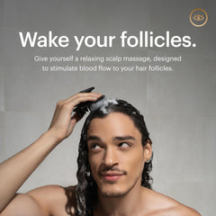MANSCAPED Scalp Buffer soft silicone bristles for gentle cleansing.