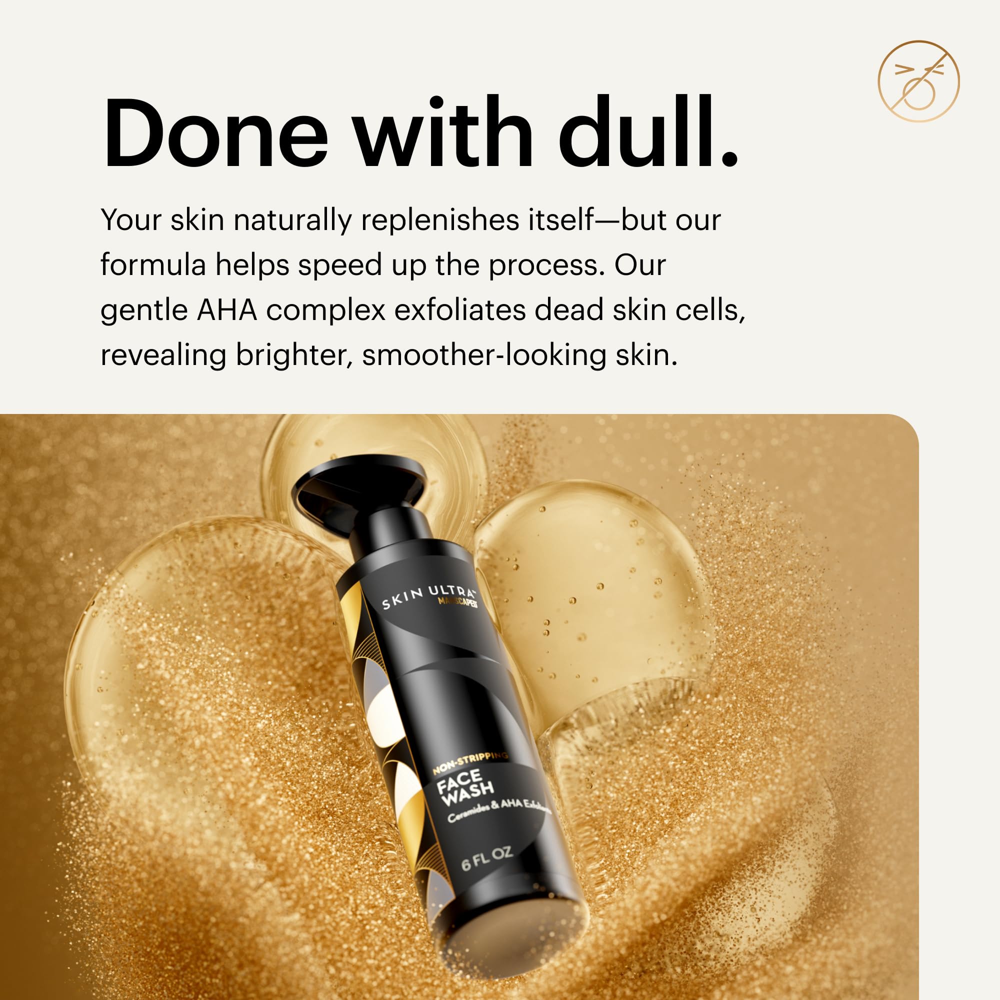 MANSCAPED Skin Ultra Face Wash: aplicación en la mano para limpieza refrescante.