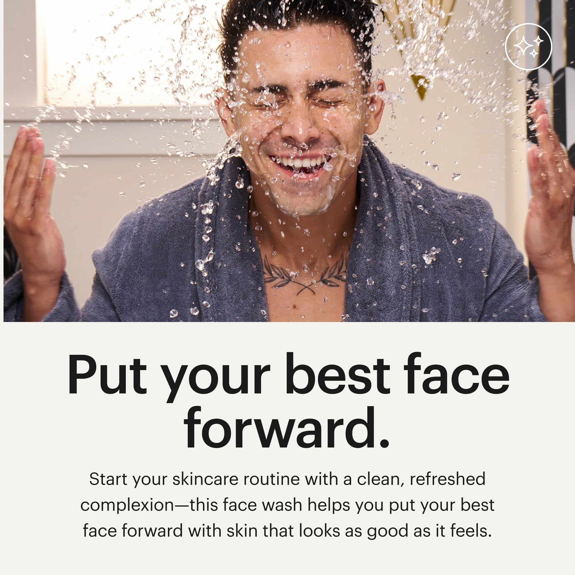 MANSCAPED Skin Ultra Face Wash: fragancia fresca y masculina durante la rutina.