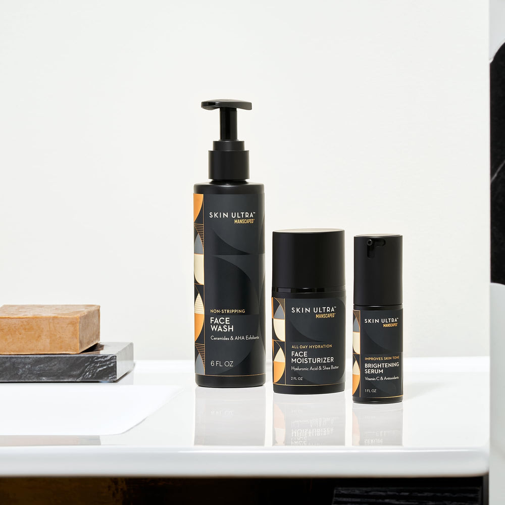 MANSCAPED Skin Ultra box and packaging shot emphasizes gift-ready skincare.