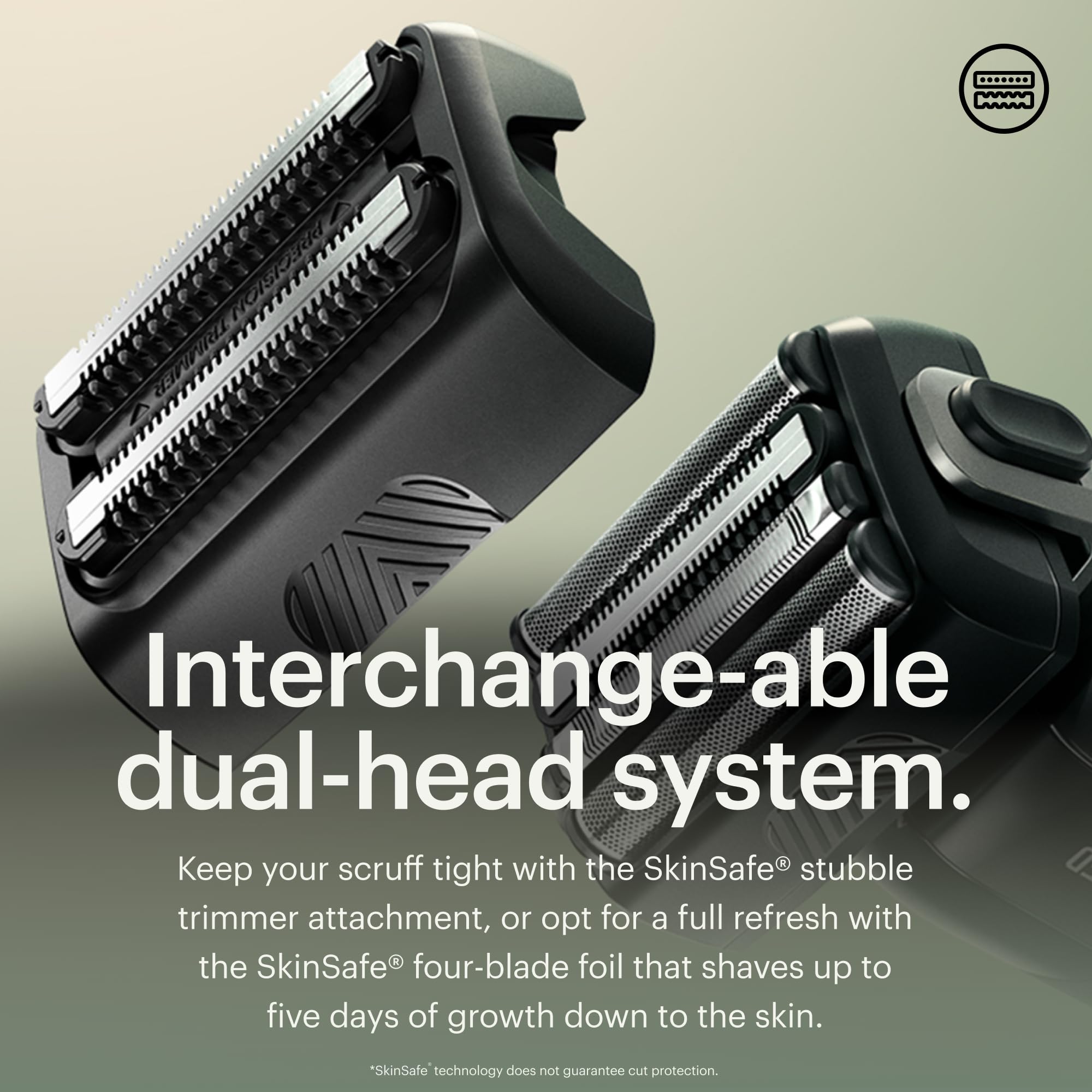 MANSCAPED The Chairman PRO stubble-trimmer head for precise length control.