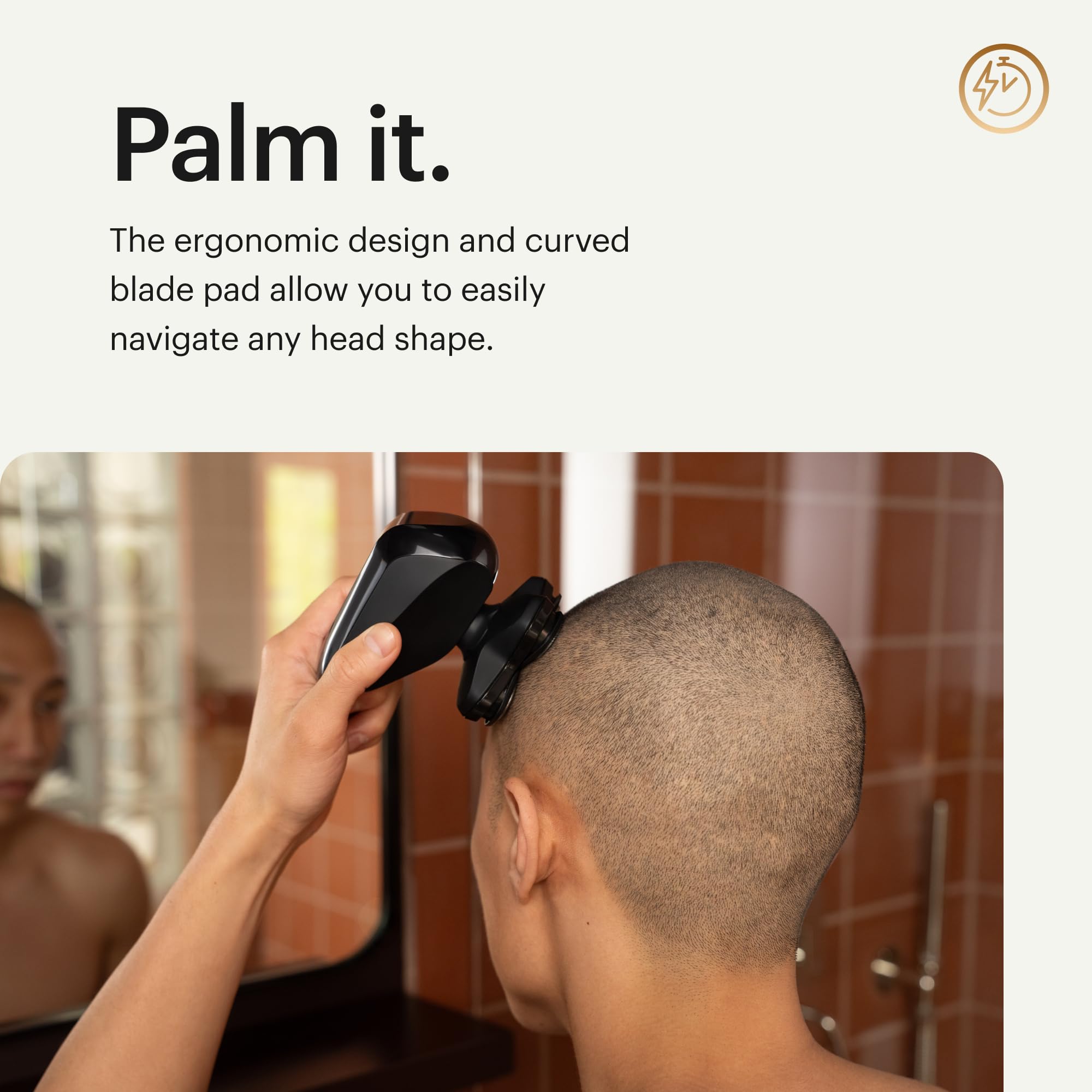 MANSCAPED The Dome Shaver Pro FlexAdjust technology highlights adaptive blade alignment for contouring the skull