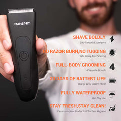 MANSPOT ceramic blade head close-up for durable, smooth trimming.