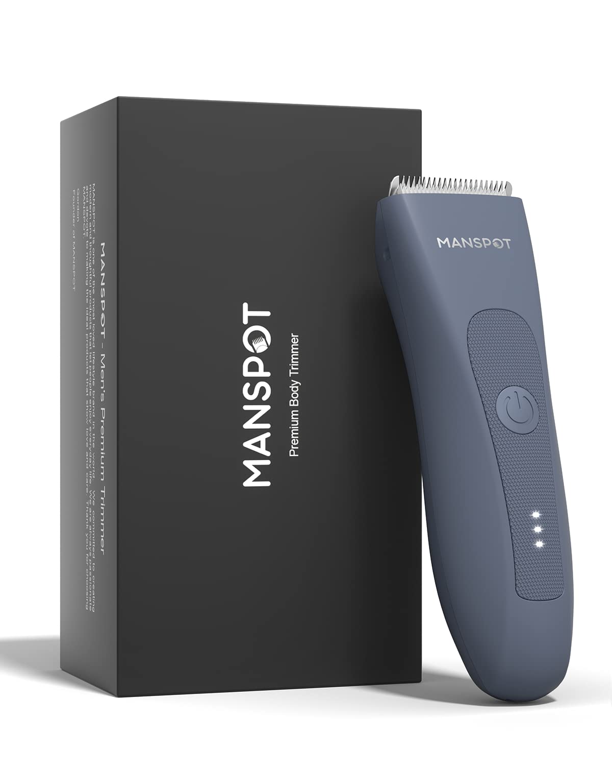 MANSPOT electric groin trimmer front view, easy grip for precise grooming.