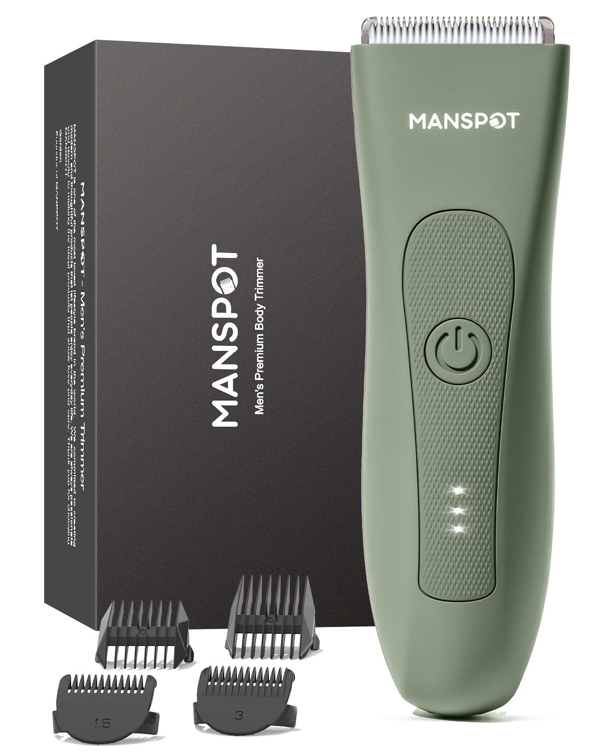 MANSPOT Manscape Trimmer with ceramic blades for a gentle, precise shave.
