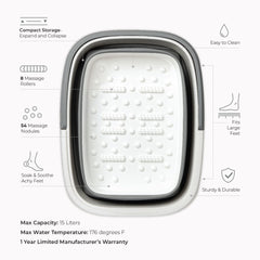 Mantello collapsible foot bath with carry handle for on-the-go use.