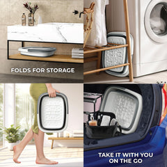 Mantello collapsible foot bath with massage nodes for soothing relief.