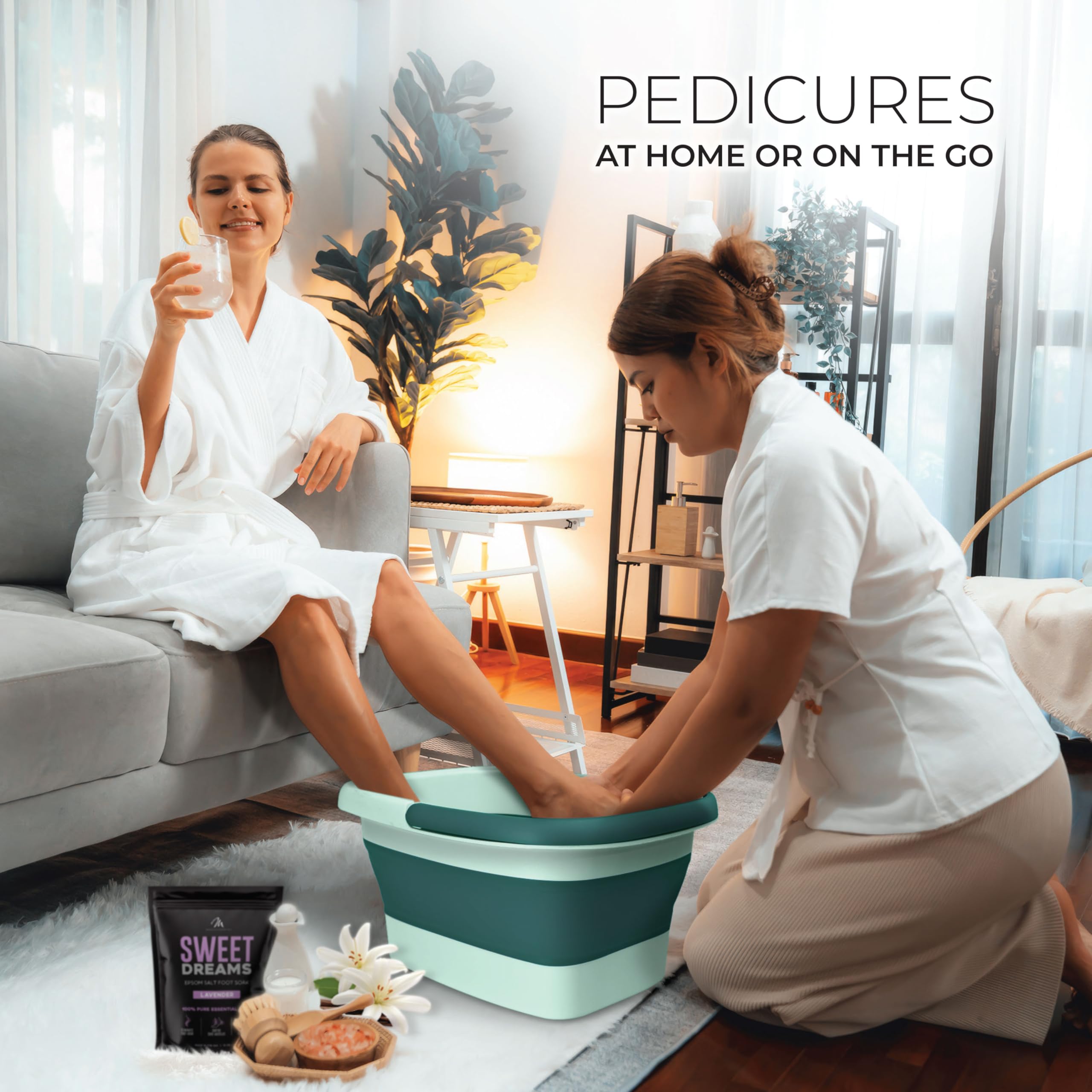 Mantello folding foot bath with easy-clean surface for quick maintenance