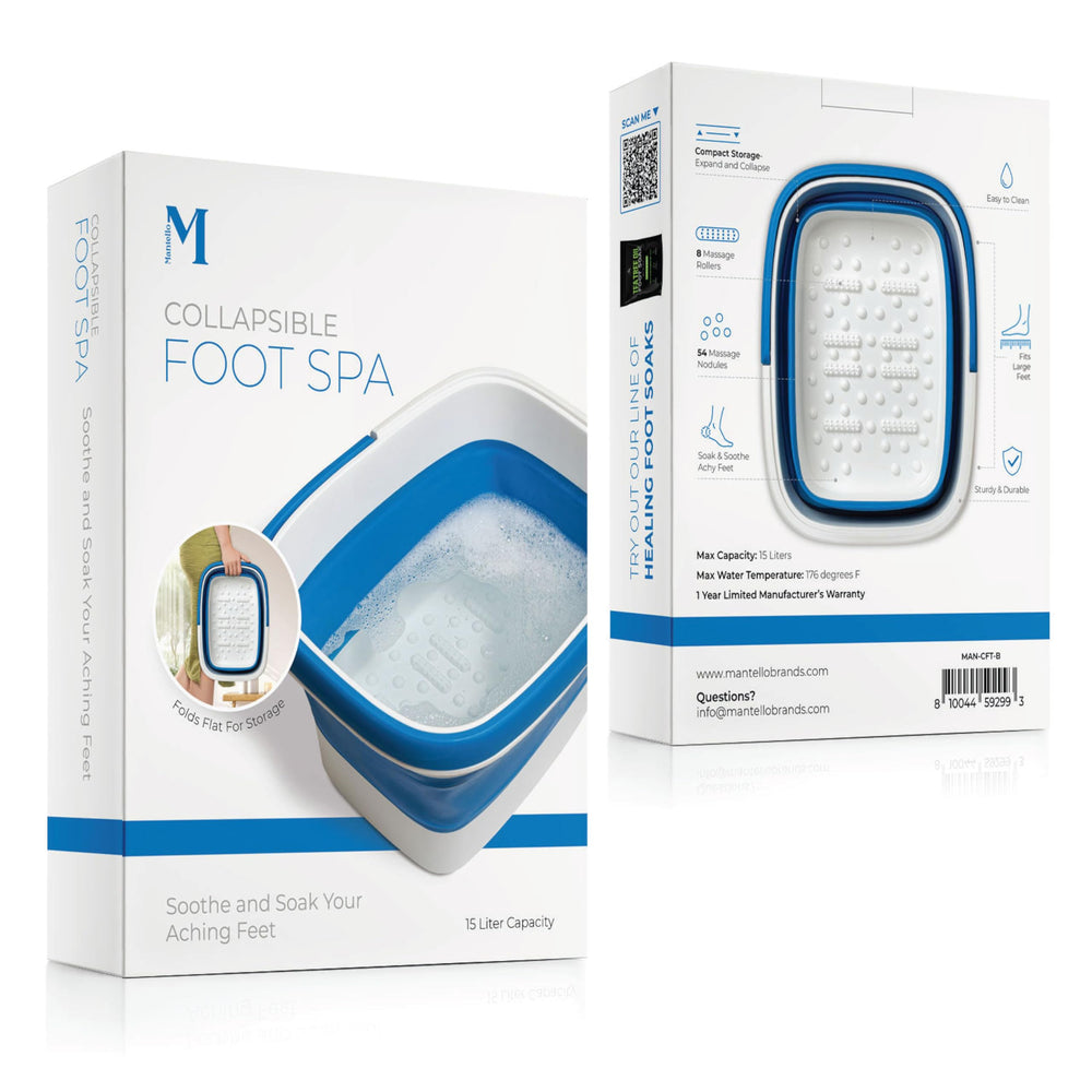 Mantello blue foot bath in home spa style elevates at-home pedicures.