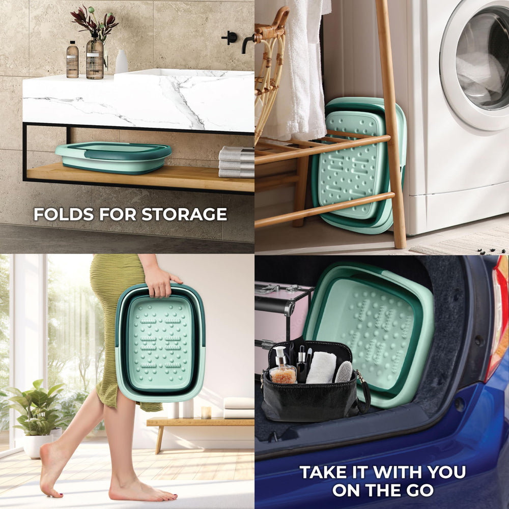 Mantello foot soak tub with carry handle for travel convenience