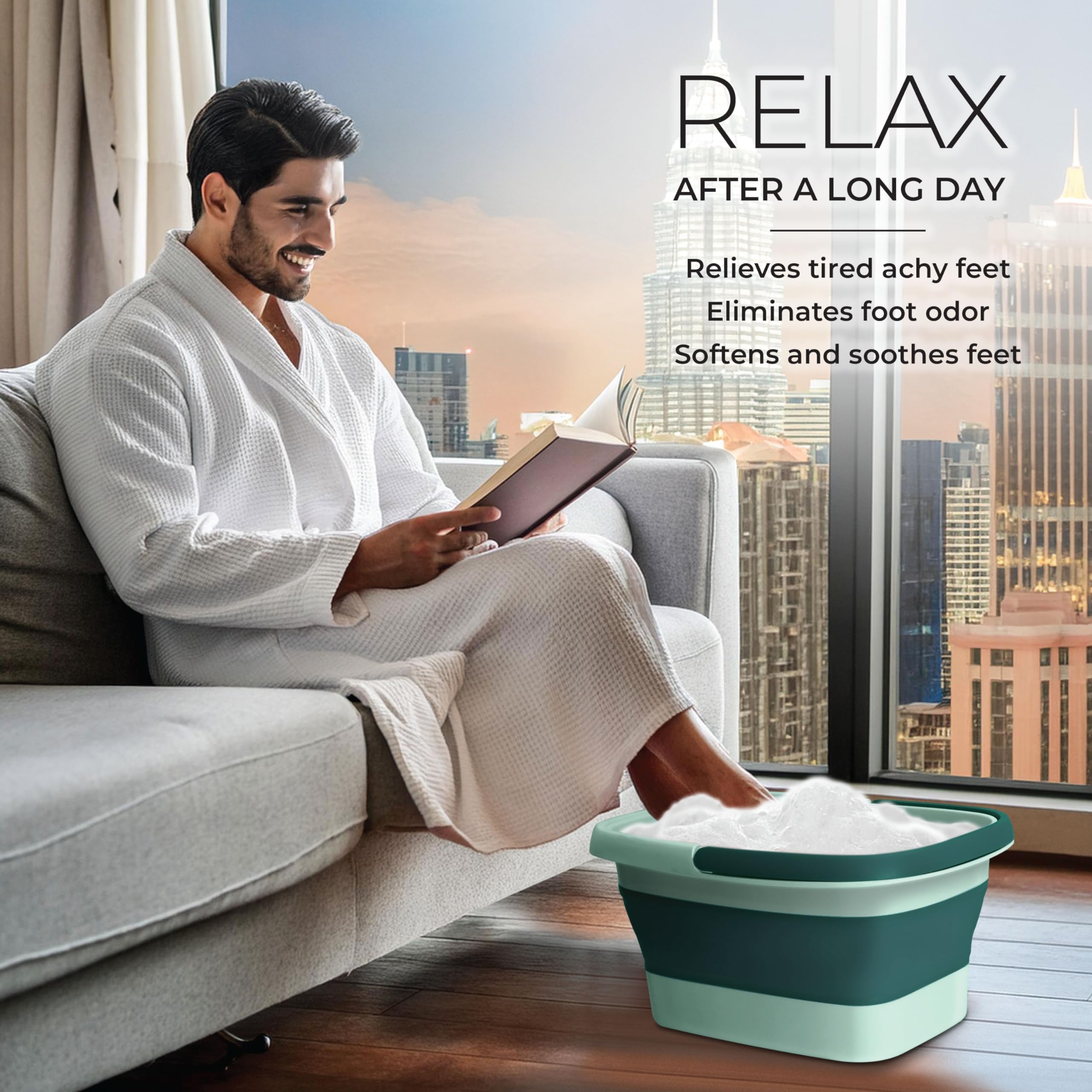 Mantello green foot soaking tub ideal for warm at-home soaks