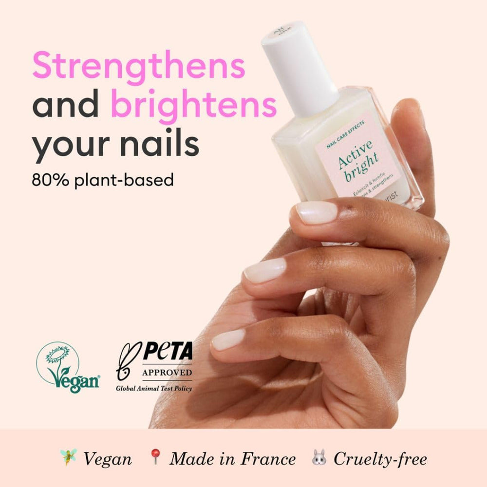 Manucurist Active Bright nails with a pearly white glow