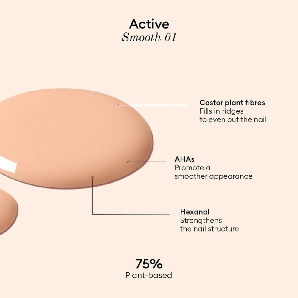 Ingredientes de origen vegetal en Active Smooth 01 para uñas más sanas.