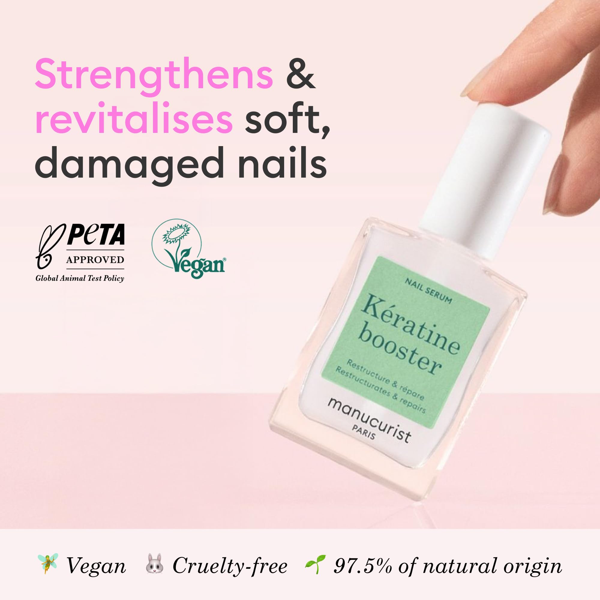 Manucurist Keratin Booster: aplicación con brocha para uñas dañadas.