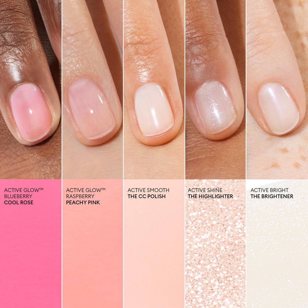 Manucurist Rainbow Active Shine bottle provides a shiny highlighter finish for nails.