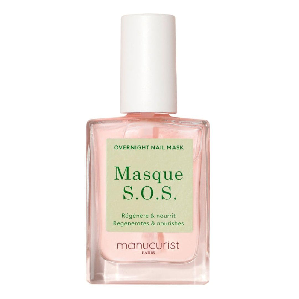 Manucurist SOS Nail Mask envase: cuidado suave para uñas dañadas durante la noche.