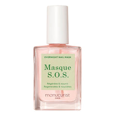 Manucurist SOS Nail Mask envase: cuidado suave para uñas dañadas durante la noche.