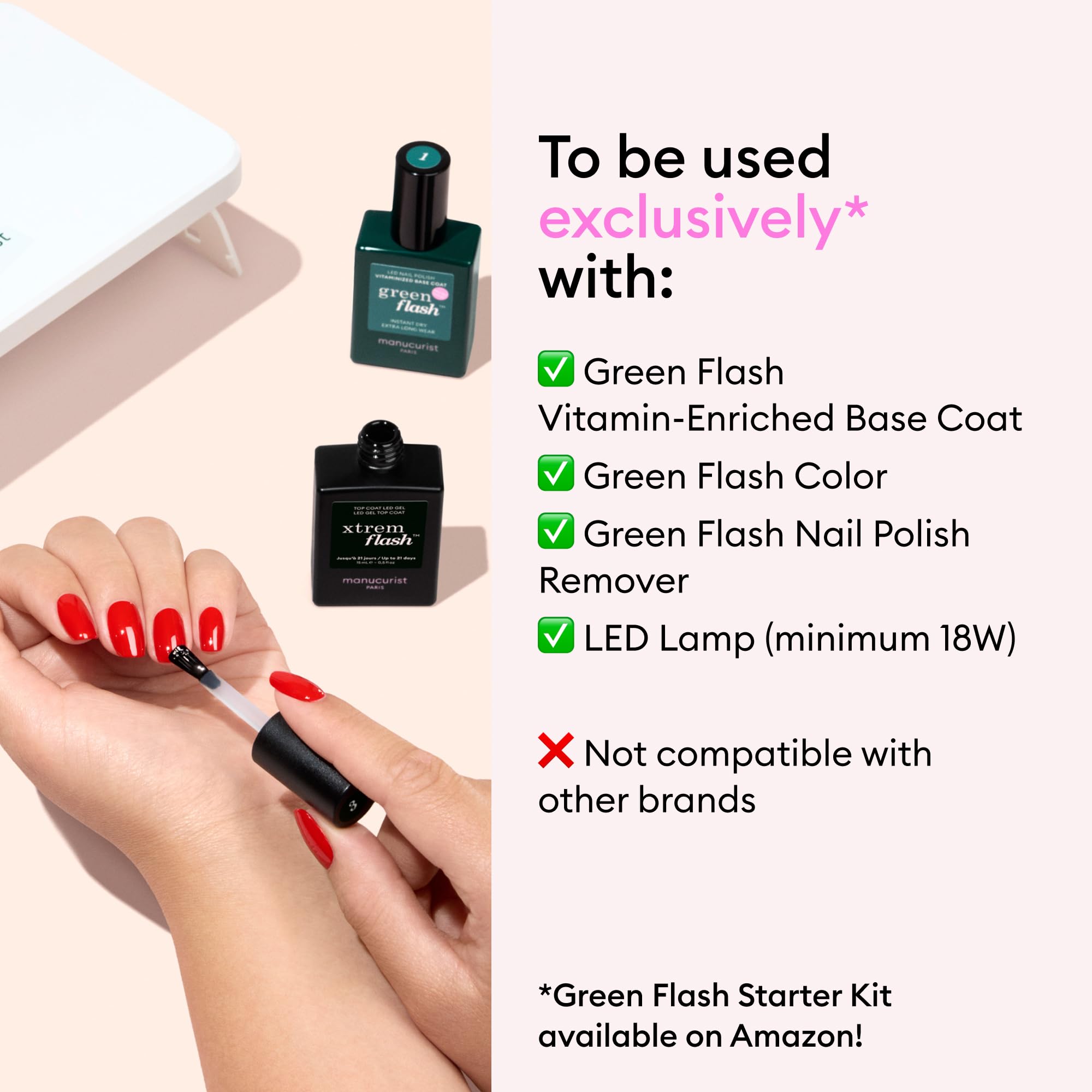 Manucurist Xtrem Flash Top Coat compatible with Green Flash routine for extended wear.