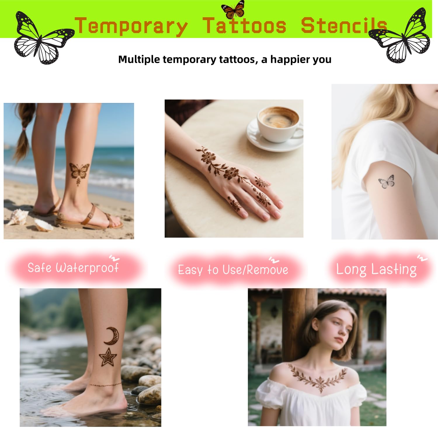 ManYan HaiYan tatuajes temporales a prueba de agua con duracion de 3-5 dias.