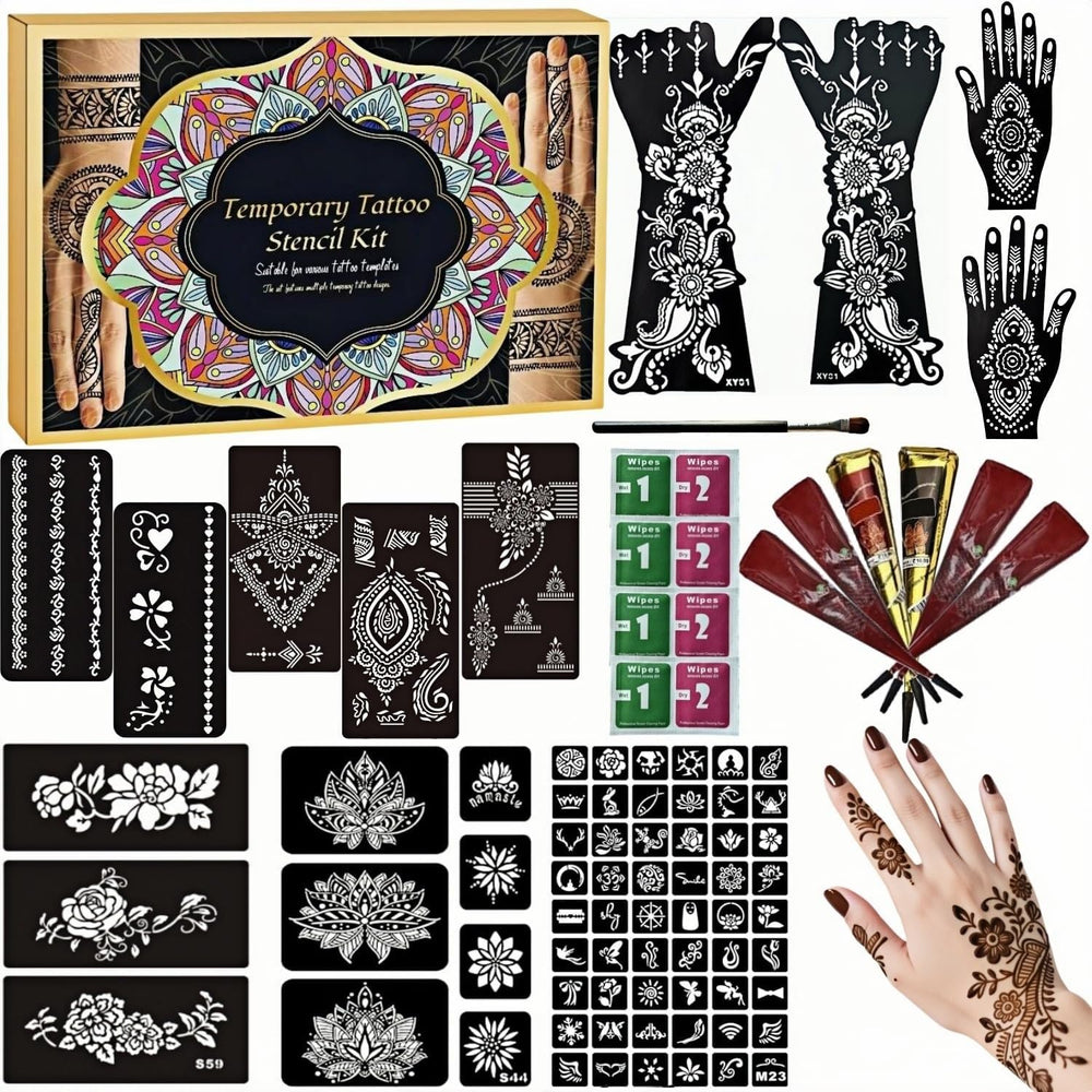 ManYan HaiYan tatuajes temporales conjunto con 12 hojas reutilizables para diseños variados.