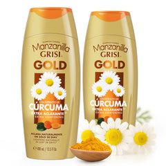 Manzanilla Grisi bottle pour demonstrates gentle lightening for sun-kissed hair.