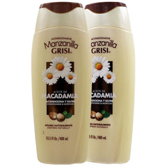 Manzanilla Grisi Chamomile conditioner bottle close-up showing silky shine.