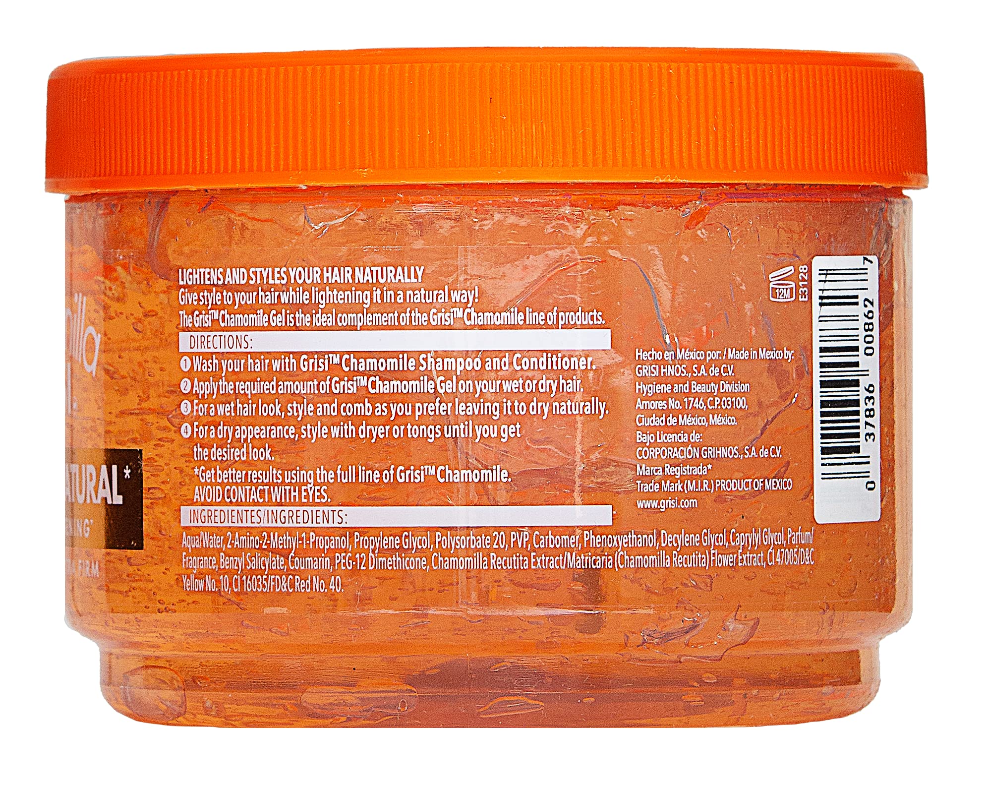 Manzanilla Grisi Chamomile Gel packaging highlighting its natural ingredients.