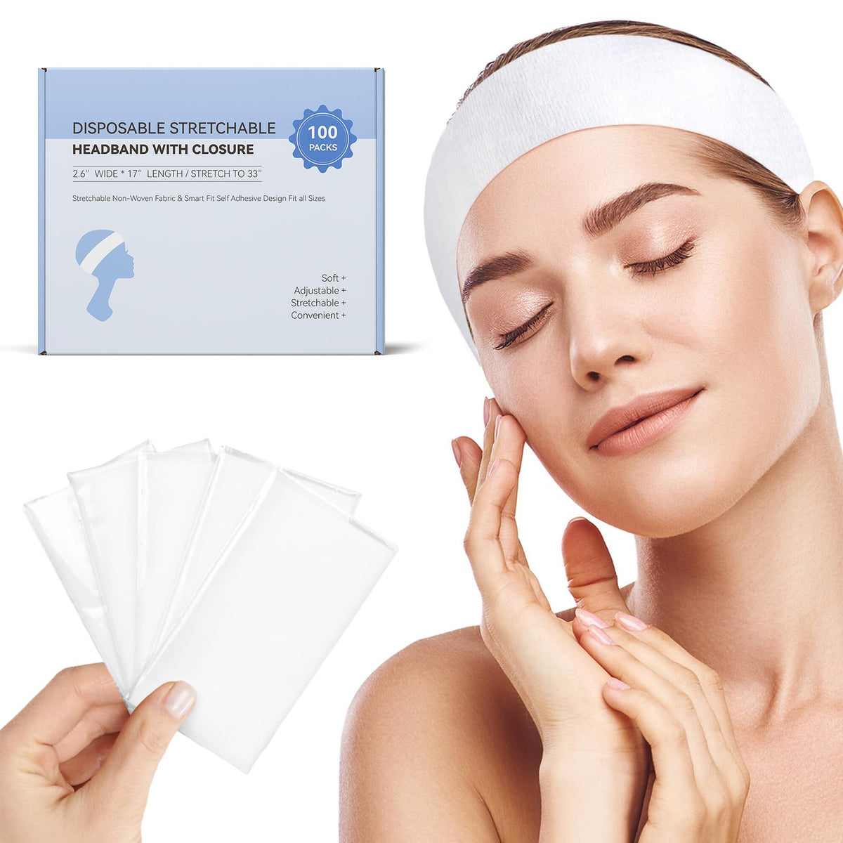 MaopaoBeauty banda cabeza desechable facial: mantiene el cabello alejado para facial limpio.
