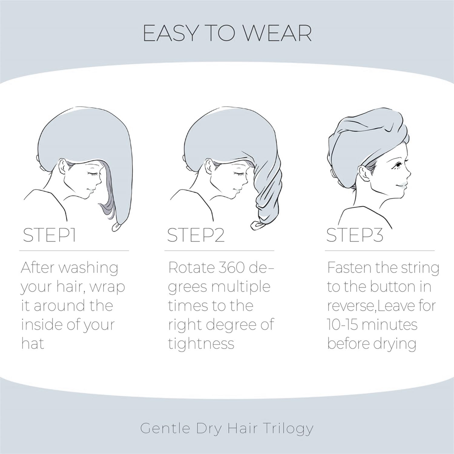 MaopaoBeauty: toalla con cierre de botones y pestañas para fijar el cabello.