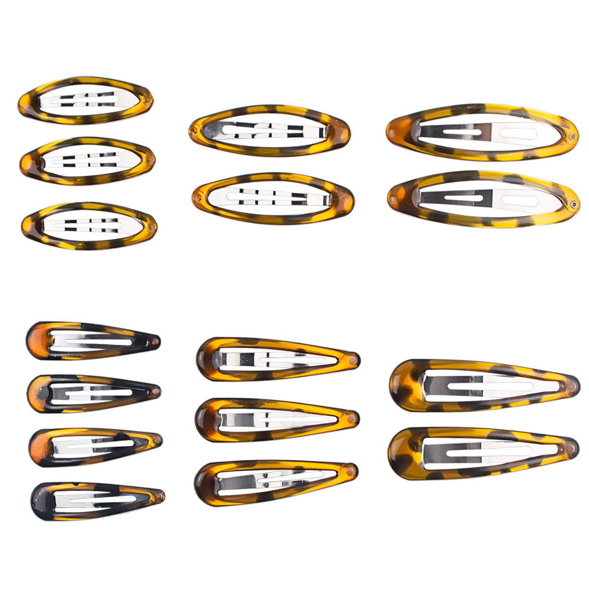 MAORULU 16pcs snap hair clips in classic tortoise finish for secure all-day hold.