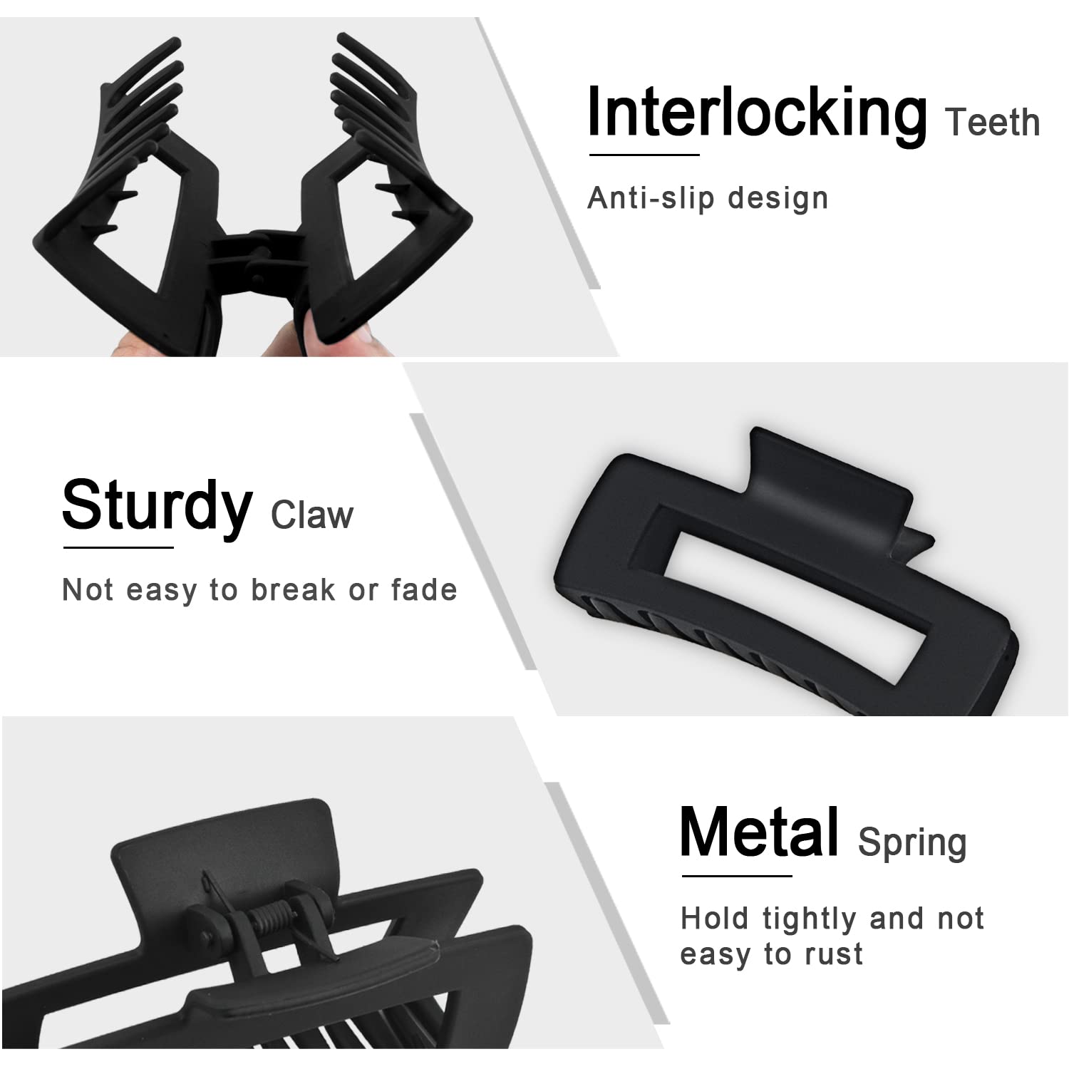 Maorulu clip para cabello grueso negro, ideal para peinados rápidos y seguros.