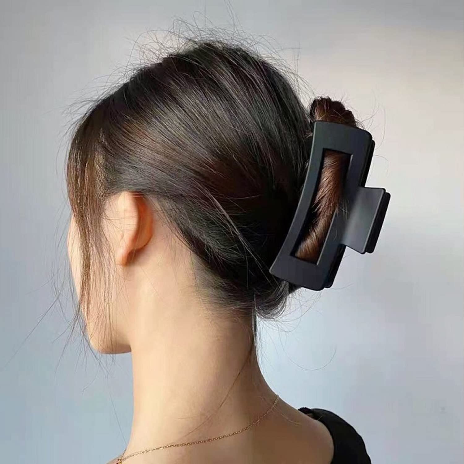 Maorulu clip de pelo rectangular grande negro, estilo clásico para cualquier look.
