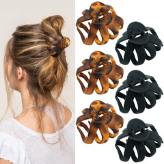MAORULU medium octopus clip in black closeup shows secure hair grip.