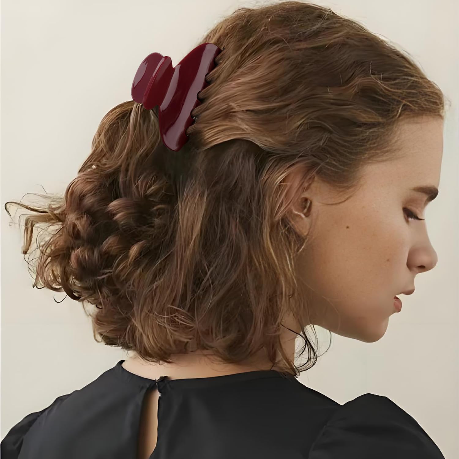 MAORULU pinza cabello acetato 3pulgadas vista frontal con acabado suave
