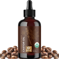Maple Holistics Aceite de Ricino Orgánico: frasco de vidro para uso versátil en cabello y piel
