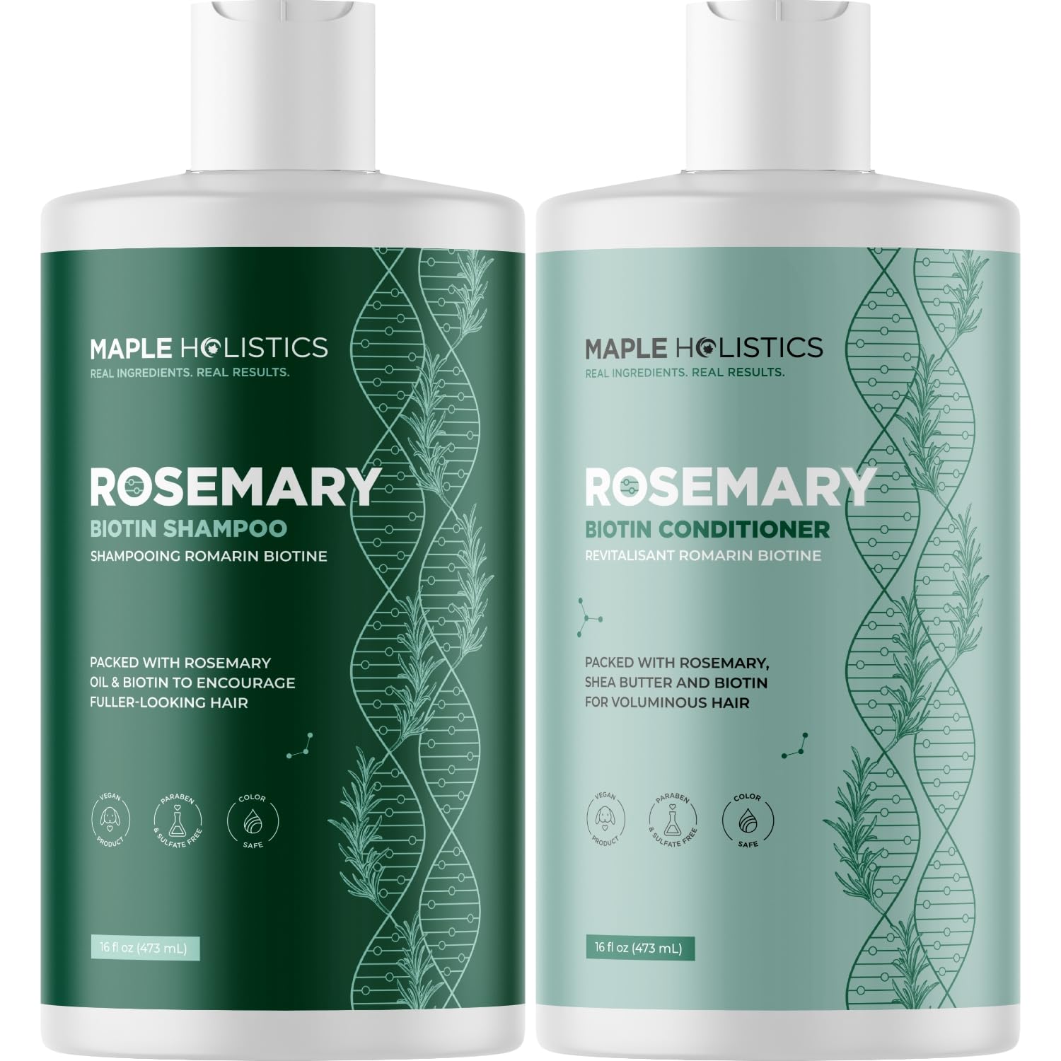 Maple Holistics Biotin Rosemary Shampoo bottle for gentle cleansing of fine hair.