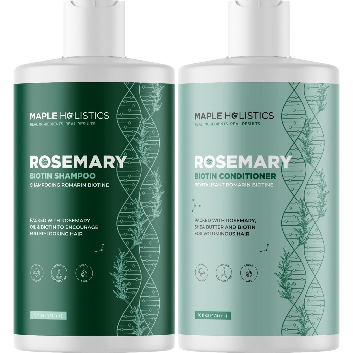 Maple Holistics Biotin Rosemary Shampoo bottle for gentle cleansing of fine hair.