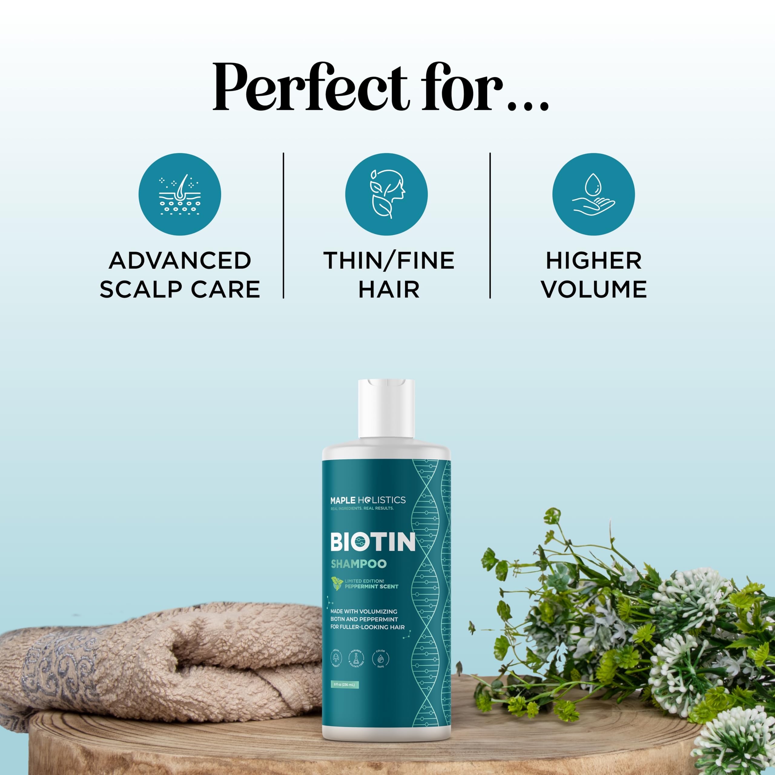 Maple Holistics Biotin Shampoo hair application demonstrates easy daily use