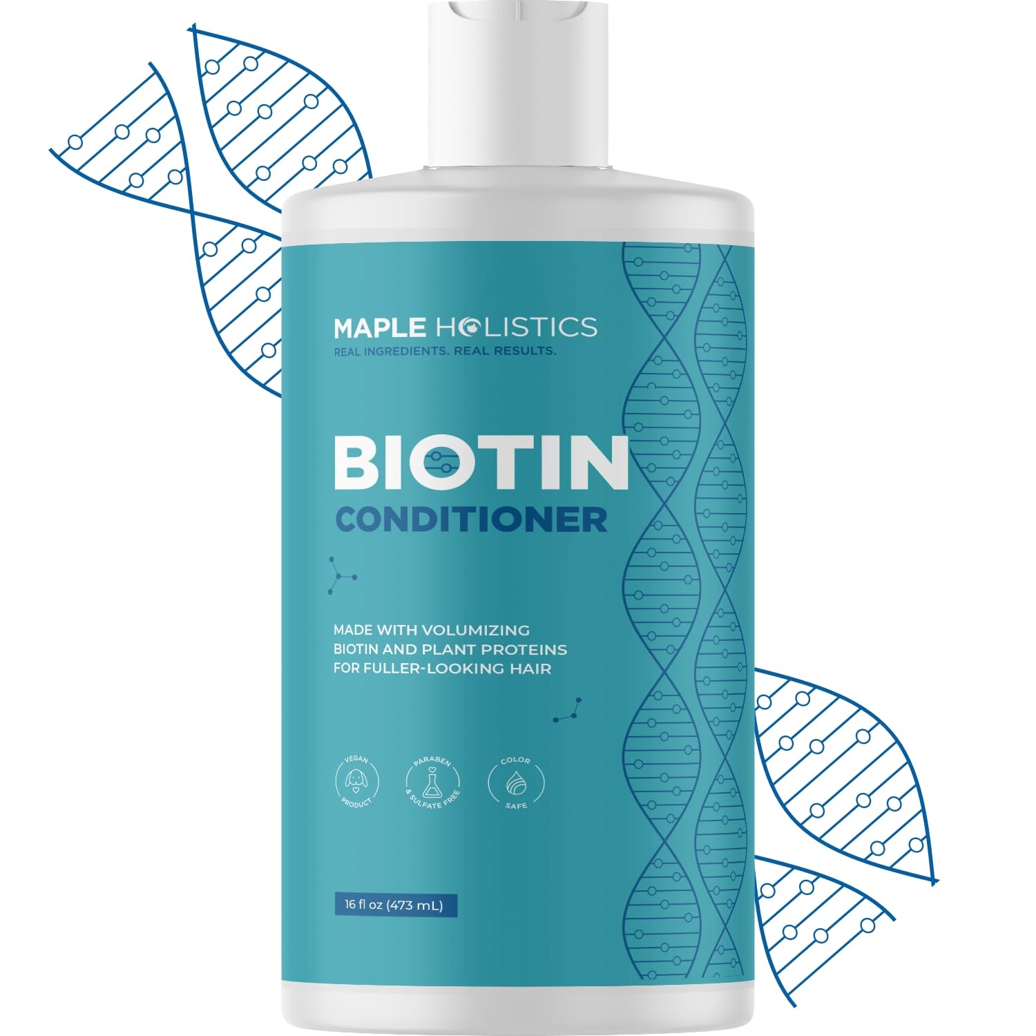 Maple Holistics Acondicionador con biotina en botella, aporta volumen ligero para cabello fino.