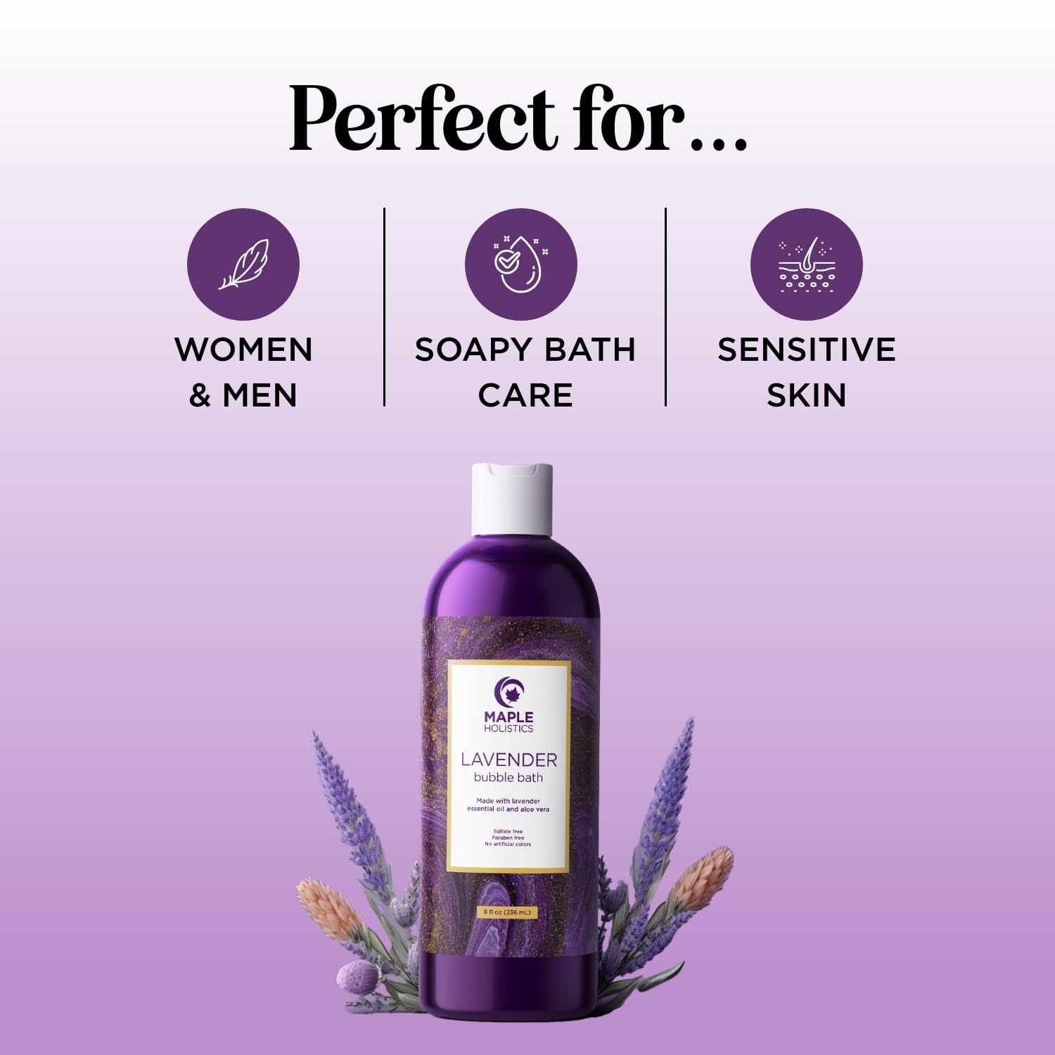 Maple Holistics burbujas de lavanda para baño relajante con aceites naturales